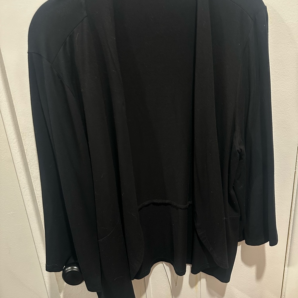 Iman Global Chic Elegant Black Open Front Cardigan Size Large